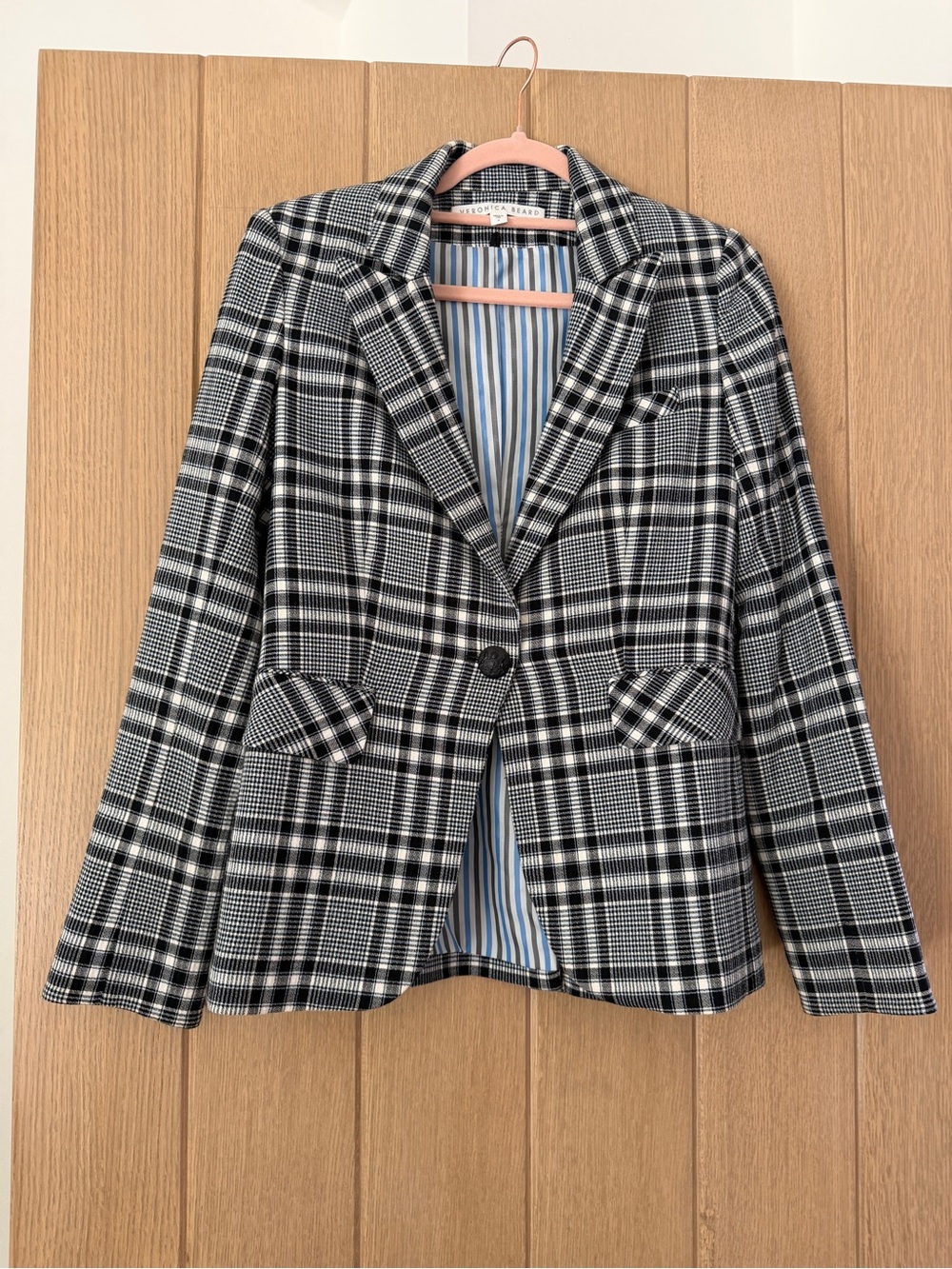 Veronica Beard Black & White Glen Plaid Single-Button Blazer